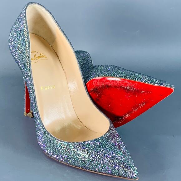 Size 9.5 Kate Strass Multi Color Red Suede Rhinestones Pointed Toe Pumps - Picture 5 of 10